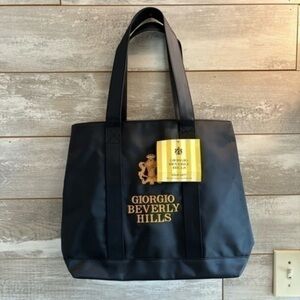 Vintage 90s Giorgio Beverly Hills Shoppin Black And Gold Tote Bag